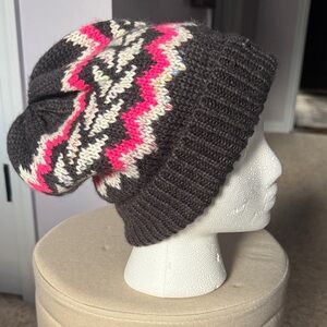 American Eagle Outfitters Knit Beanie with Pink and White Accents